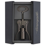 Campagnolo BIG Corkscrew wine bottle opener in black with ergonomic handle, designed for opening wine bottles easily.