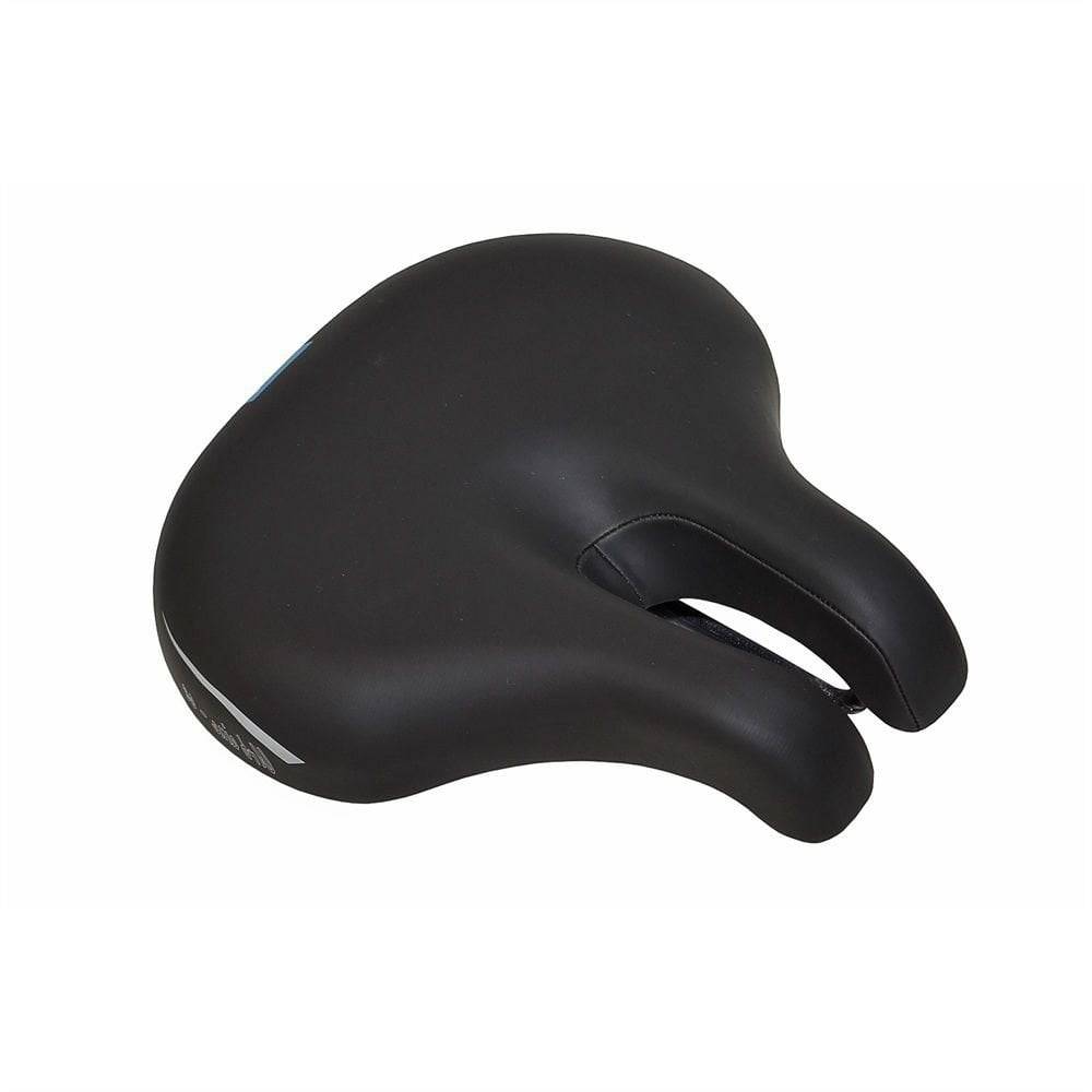 ISM Urbaine nose-less bike saddle designed for comfort, fitness, and upright riding, shown in a sleek black component image.