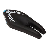 ISM PN 1.1 black nose-less bike saddle with gel padding for comfort, shown from side angle on a bike seat.