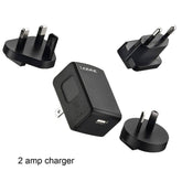 Lezyne International 2A USB charging kit with worldwide plug adapters for LED bike lights and accessories.