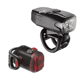 Lezyne KTV Drive and Femto USB bike lights pair in black, rechargeable, waterproof IPX7 bike accessories for visibility and safety.