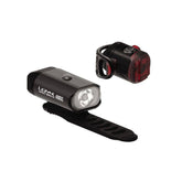 Lezyne Mini Drive 400 and Femto USB bike lights in black, compact accessories for bicycle safety and visibility.