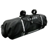 Lezyne Bar Caddy handlebar bag with water-resistant material, quick-attach straps, and reflective safety features for cycling accessories.