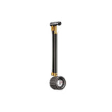 Lezyne Shock Drive portable suspension pump with pressure gauge, designed for bike shocks, showing the compact pump and manometer.