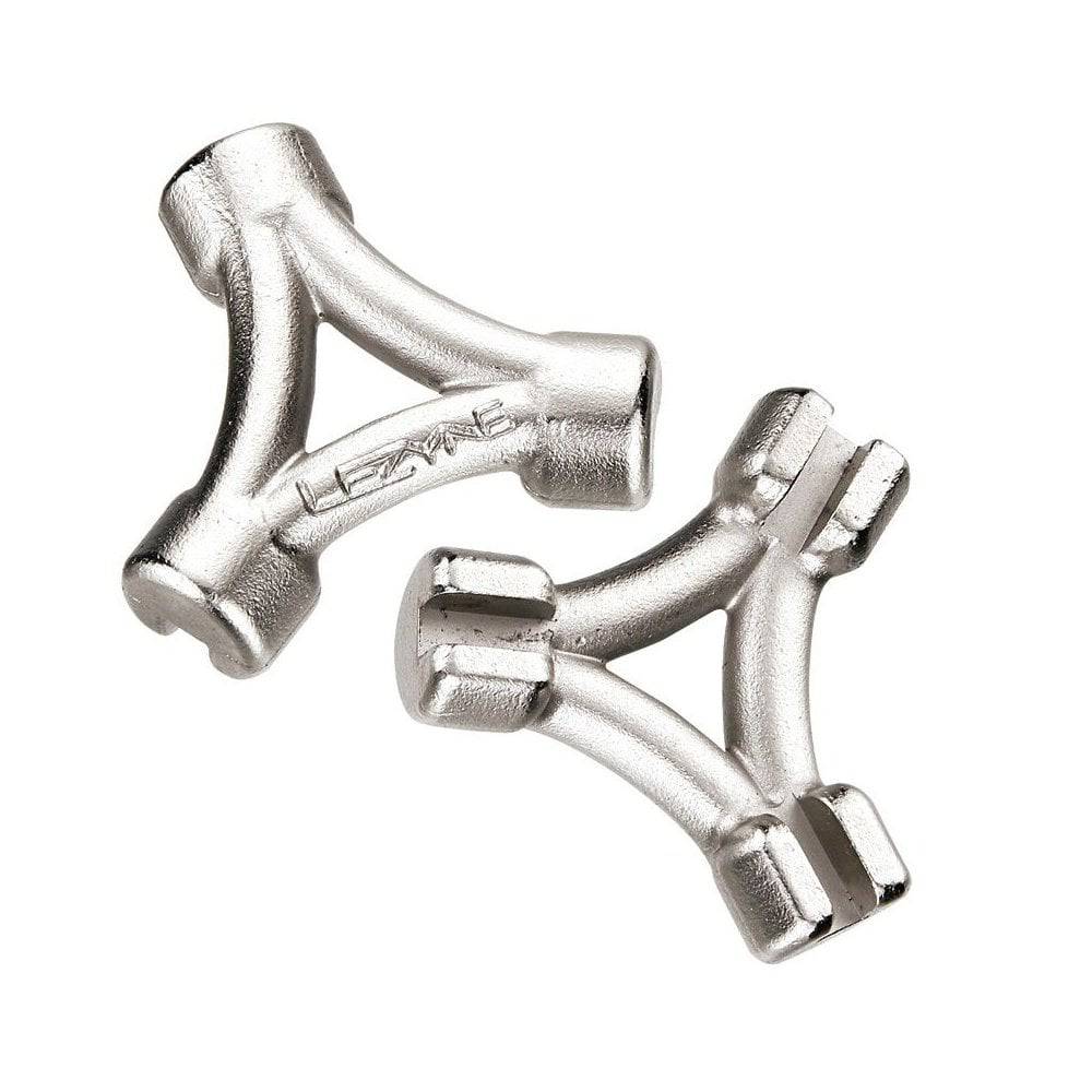 Lezyne workshop 3-way spoke wrench with 3.23mm, 3.30mm, and 3.45mm sizes for bicycle wheel maintenance.