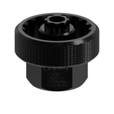 Lezyne CNC alloy bottom bracket tool in black with Shimano cap and hex compatibility, designed for bicycle workshop use.