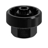 Lezyne CNC alloy bottom bracket tool in black with Shimano cap and hex compatibility, designed for bicycle workshop use.