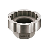 Lezyne external bottom bracket socket tool for 3/8-inch drive, designed for bicycle workshop maintenance and repairs.