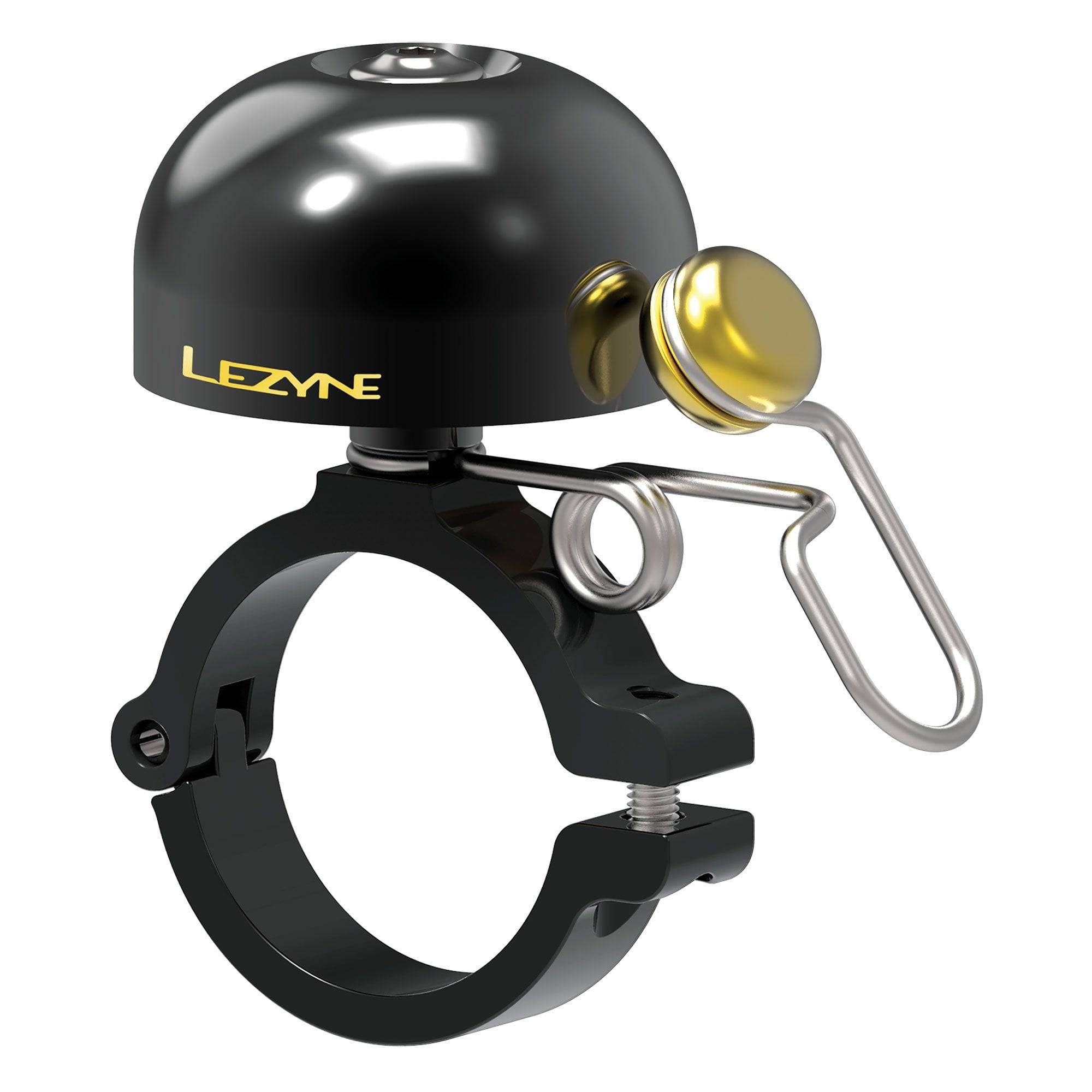 Lezyne Classic Brass Bike Bell in black, durable handlebar accessory with clear sound for cycling safety and alerting others.