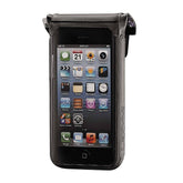 Lezyne Smart Dry Caddy 5S waterproof smartphone pannier bag with X-Lock mount attached to bike rack.