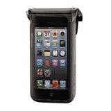 Lezyne Smart Dry Caddy 5S waterproof smartphone pannier bag with X-Lock mount attached to bike rack.