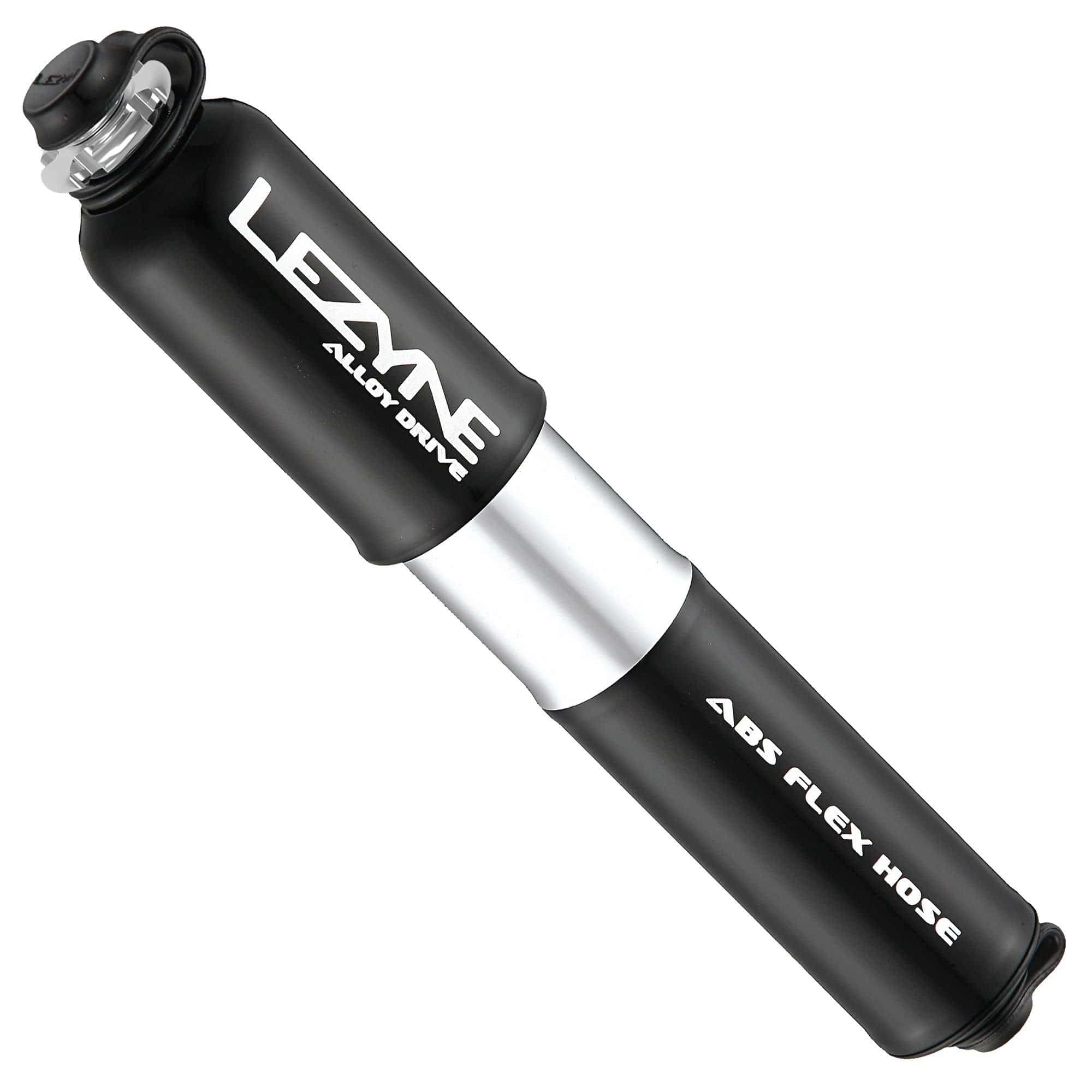 Lezyne Alloy Drive hand pump with ABS Flex Hose and frame mount, bike accessories for easy tire inflation.