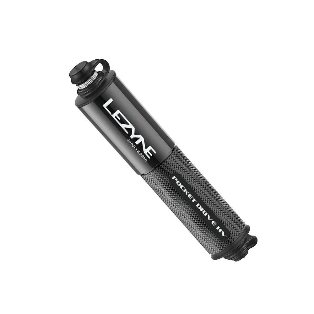 Lezyne Pocket Drive HV compact bike pump with durable construction and ABS flex hose, ideal for cycling accessories.