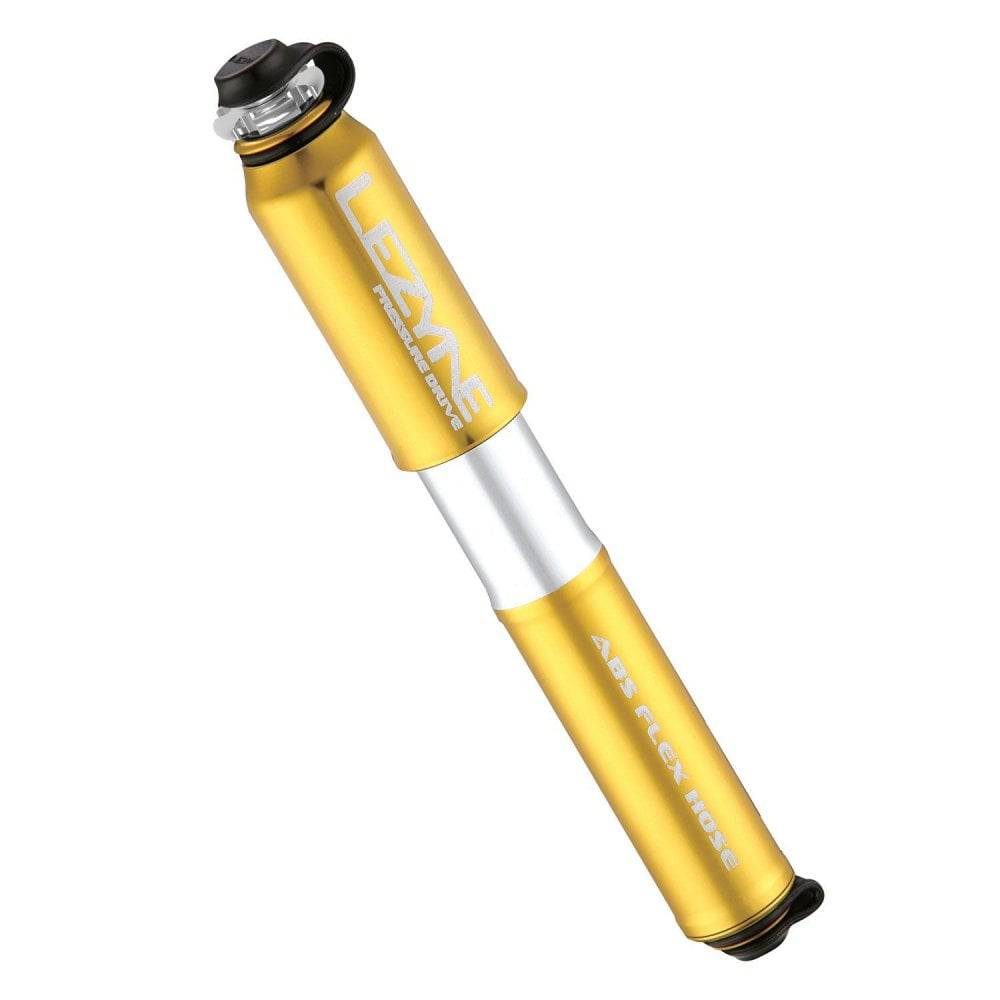 Lezyne Pressure Drive hand pump with ABS Flex Hose for Presta and Schrader valves, compact bike pump accessory.
