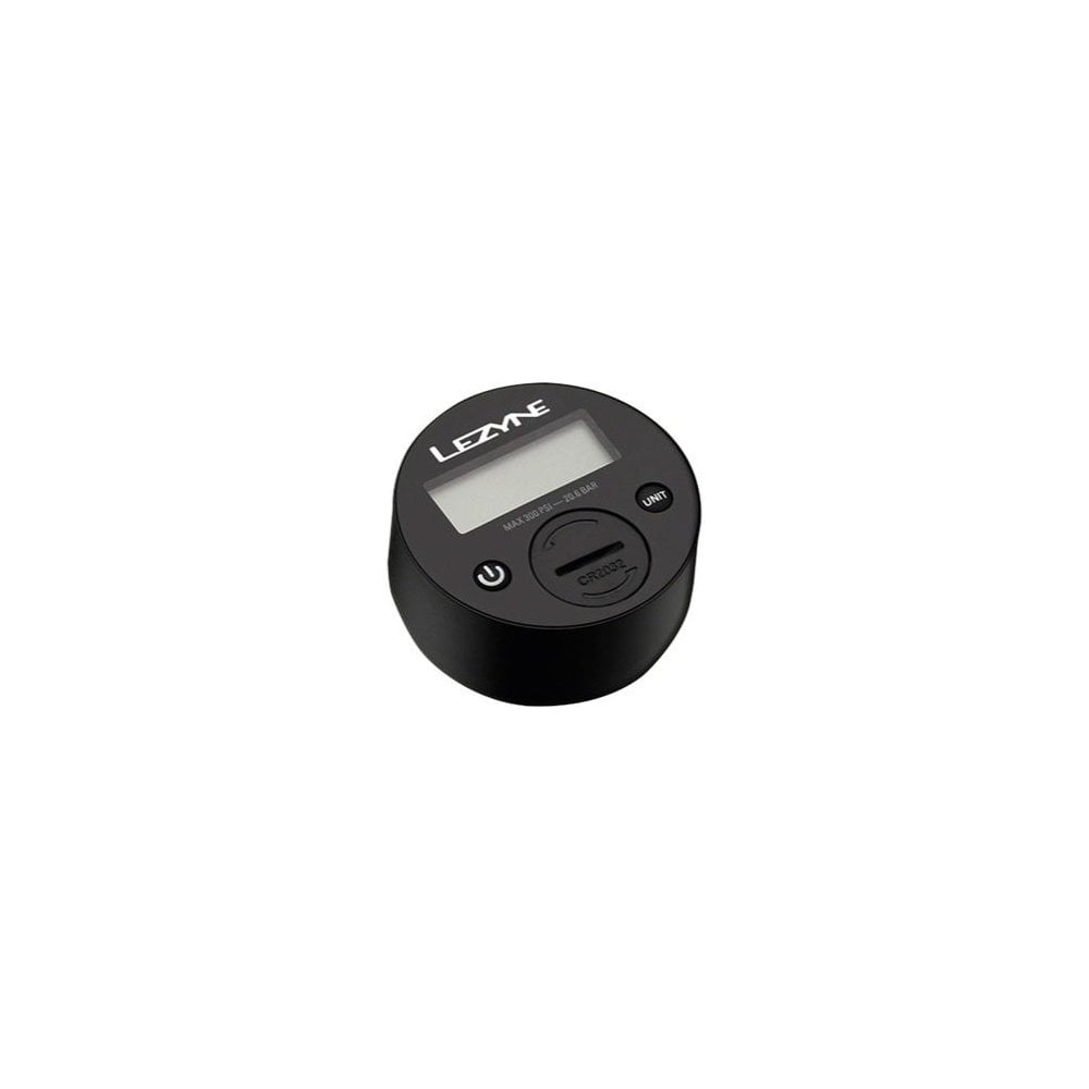 Lezyne 60 PSI gauge replacement for 2.5-inch high volume floor pump, mounted on accessories for bike inflation.