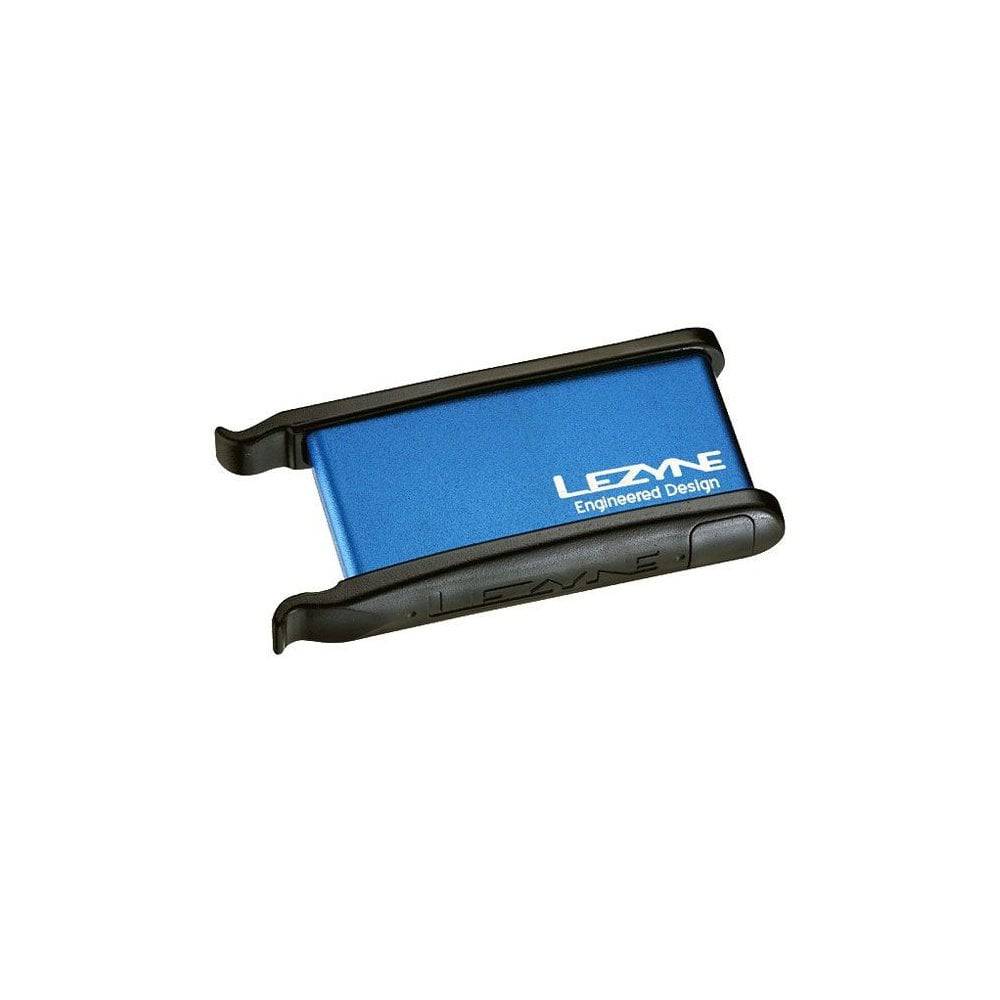 Lezyne workshop puncture repair kit with patches, tire lever, boot, and scuffer for bike tire repairs