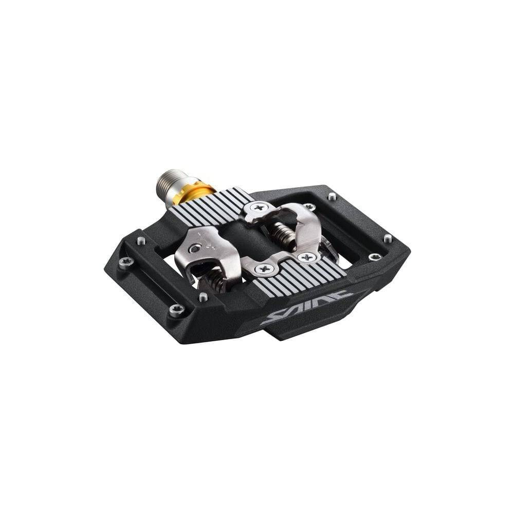 Shimano Saint PD-M821 SPD downhill enduro bike clipless pedals with black body and metal clips for mountain biking.