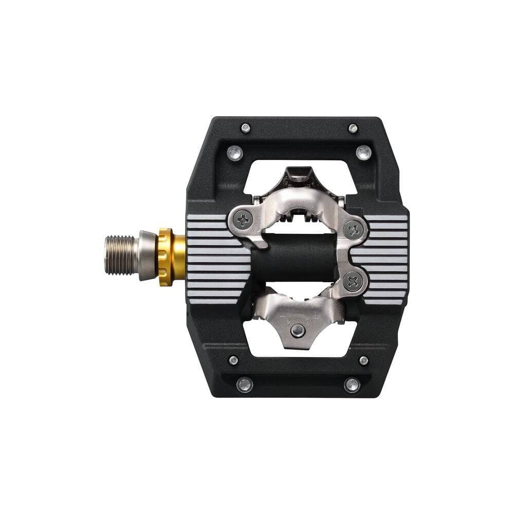 Shimano Saint PD-M821 SPD downhill enduro bike clipless pedals with metal body and rugged design for mountain biking.