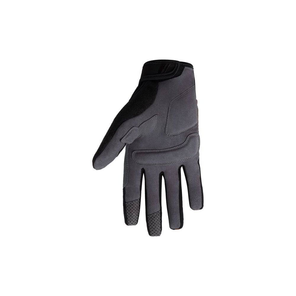Madison Freewheel Trail Gloves, unisex cycling gloves with grip and durability, shown in black with padded palms and adjustable wrist straps.
