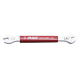 UNIOR double-sided spoke wrench with plastic-coated grip for precise wheel spoke adjustments in workshop settings