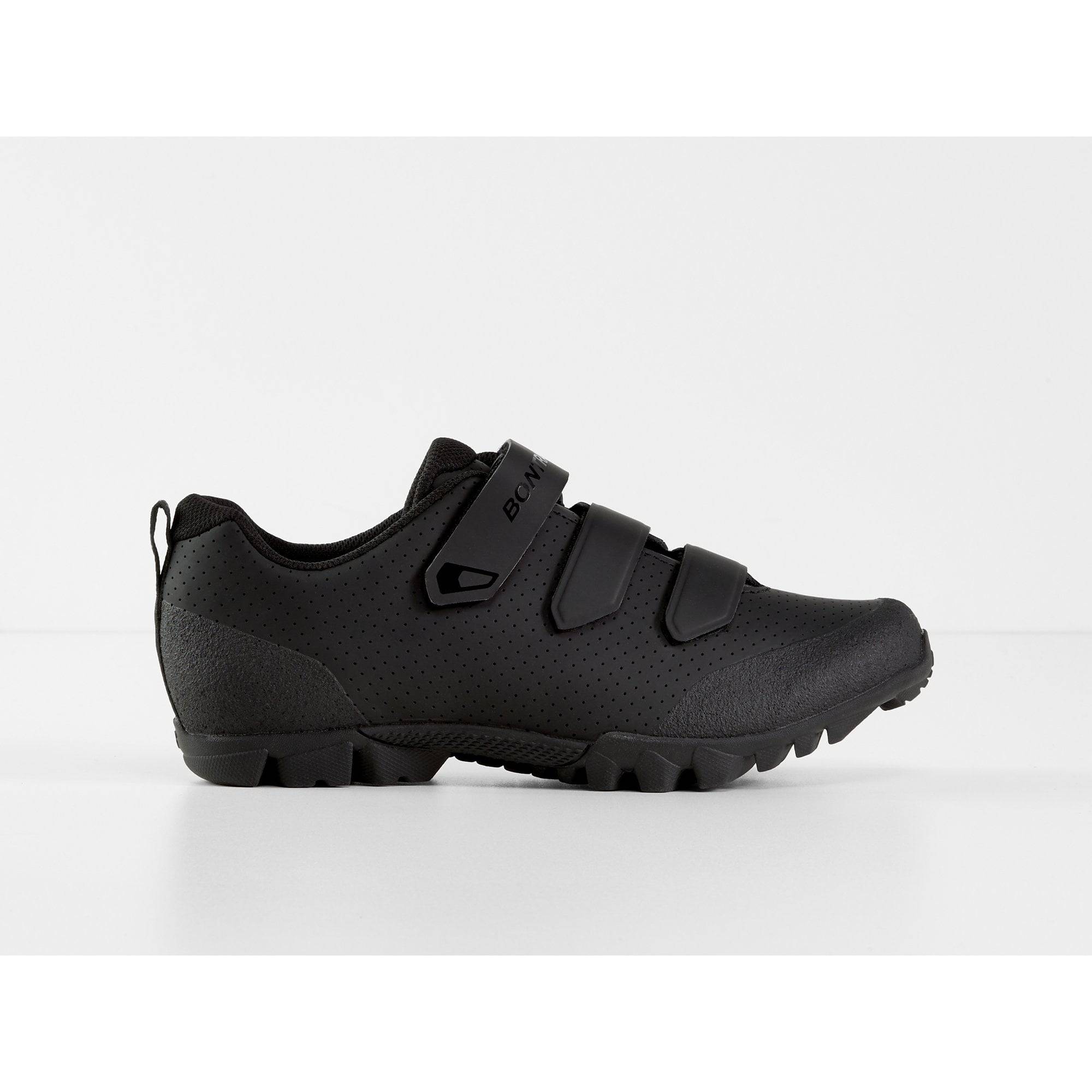 Bontrager Quantum Road cycling shoes showing breathable mesh uppers, secure fit closure system, and durable design for road biking.