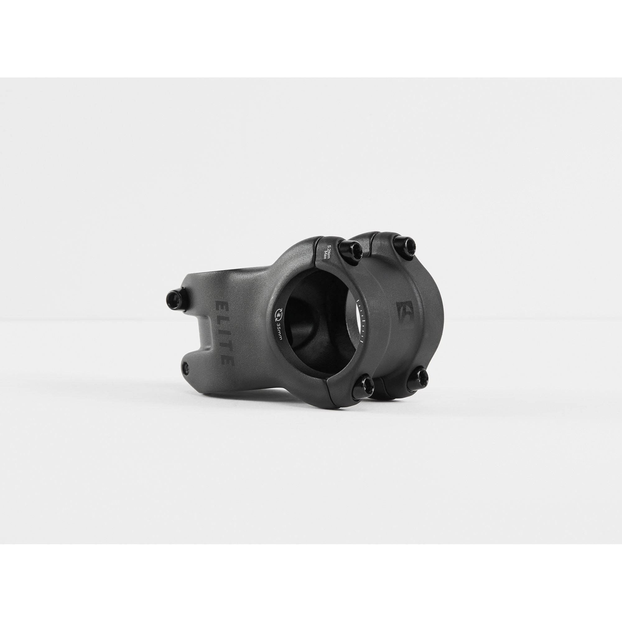 Bontrager Elite 35mm bike stem made of lightweight durable 6061-T6 aluminum, shown mounted on a bicycle handlebar