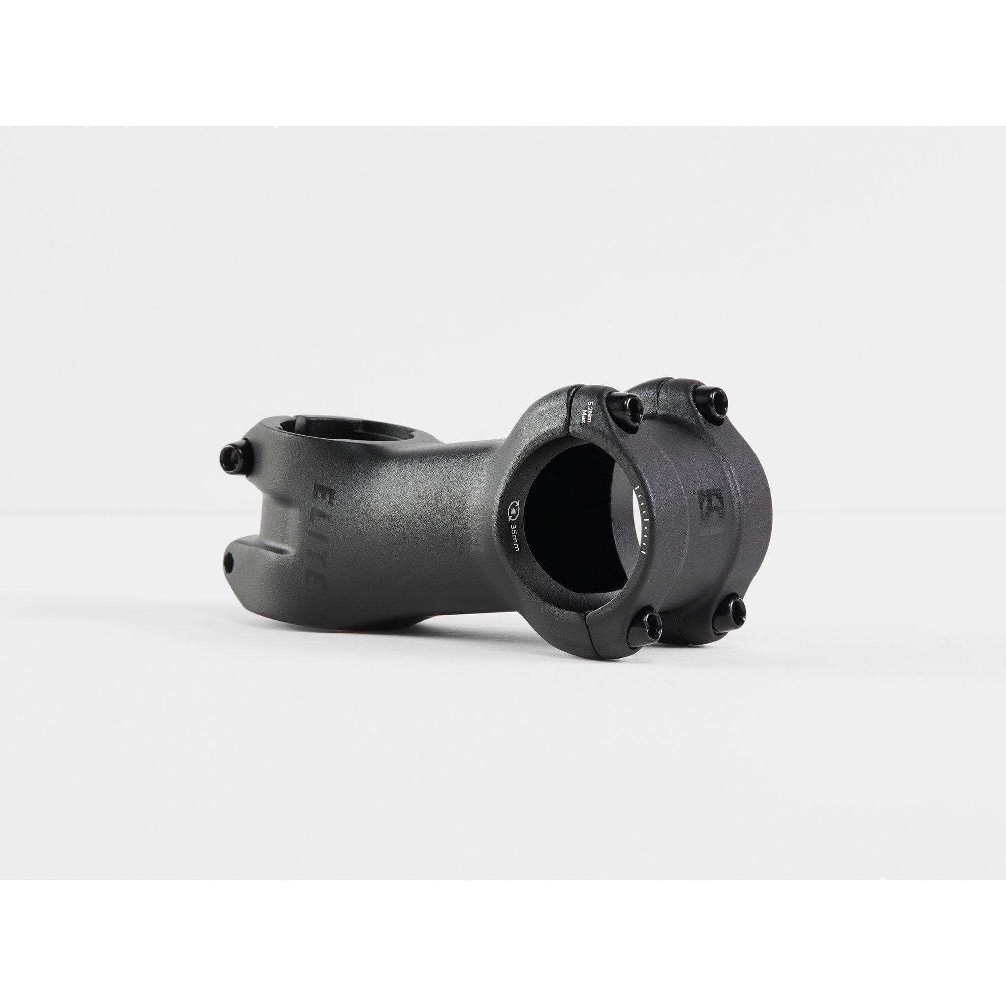 Bontrager Elite 35mm bike stem made of lightweight durable 6061-T6 aluminum, shown attached to bicycle handlebar.