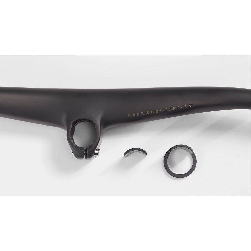 Bontrager MTB RSL handlebar stem with Knock Block adapter for mountain bikes, showcasing the sturdy component and mounting features.
