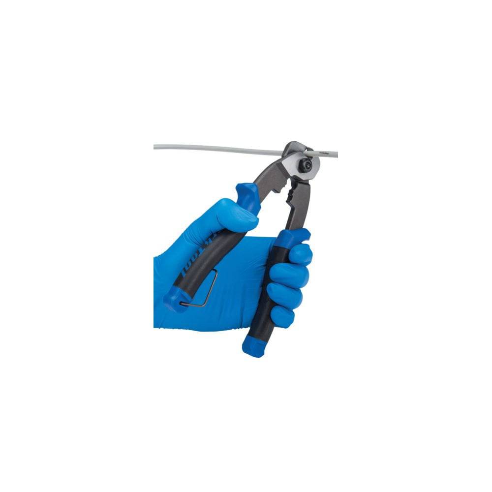 Park Tool CN-10 Pro cable and housing cutter with crimper and forming hole, ideal for bike workshop maintenance and cable assembly.