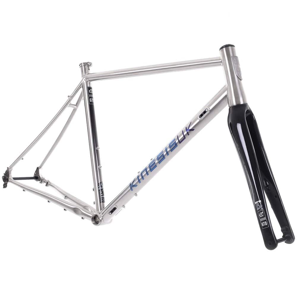 Kinesis UK GTD V2 titanium road frameset with carbon fork and disc brake mounts, cycling components for high-performance road bikes