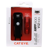 Cateye Light Sets - Ampp 200 / Viz 100 Bike Light Set