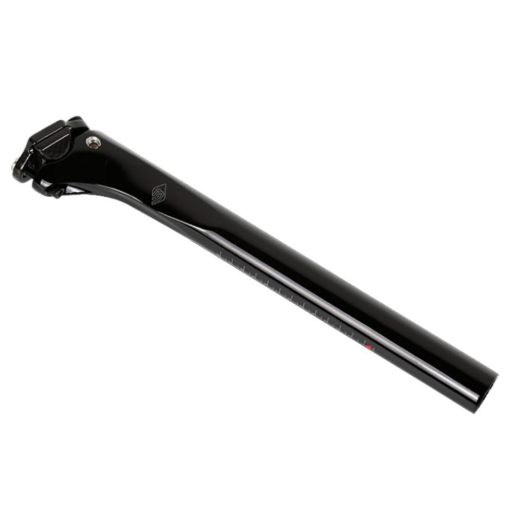 Basso Astra Palta Venta carbon bike seatpost with finishing kit, showing sleek black design and mounting hardware for bike components.