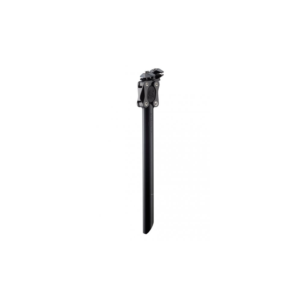 Cane Creek eeSilk+ carbon suspension seatpost for gravel and mixed surface bikes, showcasing its sleek design and suspension features.