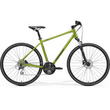 Merida Crossway 20D hybrid bike with Shimano Acera gears and disc brakes, featuring a lightweight frame and ergonomic handlebars.