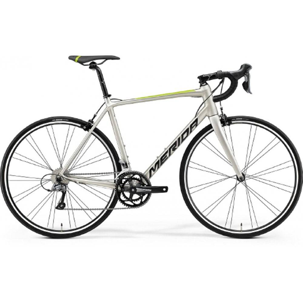 Merida Scultura Rim 100 road bike with Shimano Claris R2000 groupset, lightweight frame, and sleek design for performance riding.