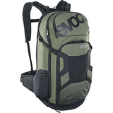 EVOC FR Tour E-Ride Protector Backpack 2022 in dark olive and black with back protection, 30L capacity, designed for cycling accessories.