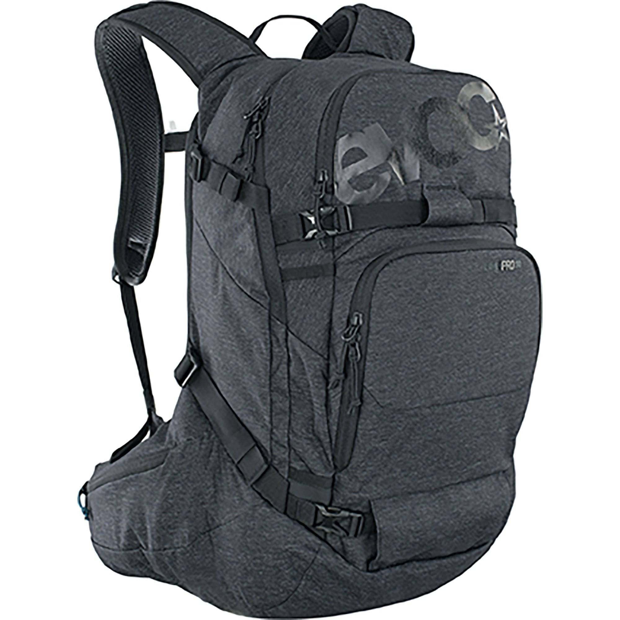 EVOC Line Pro 30L backpack with LITESHIELD PLUS spinal protection, designed for touring and freeride outdoor adventures.