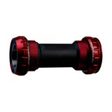 CeramicSpeed BSA Campagnolo Ultra-Torque 25mm coated bottom bracket installed in a bicycle frame, showing the sleek ceramic coating.