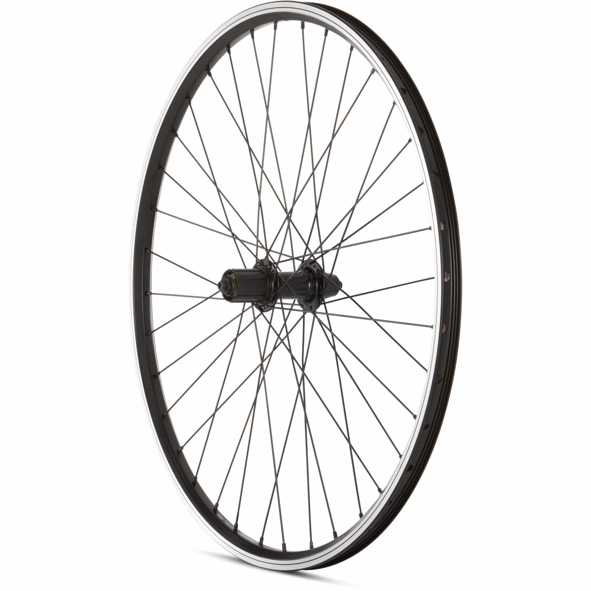 Black M Part Wheels MTB rear quick release cassette wheel, 26 inch, compatible with 8/9/10 speed mountain bikes.