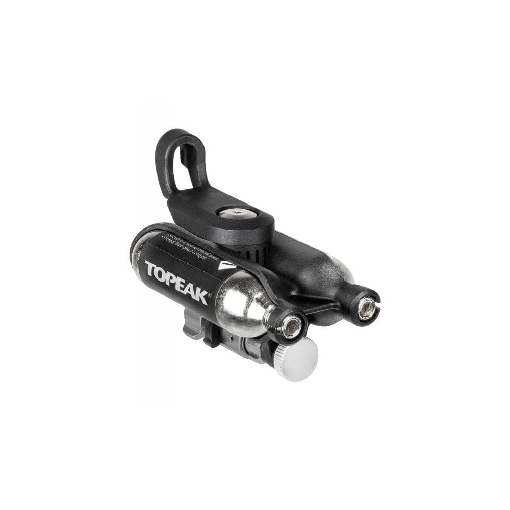 Topeak Ninja Master+ CO2 inflator with 2x 16g cartridges for Presta and Schrader valves, bike repair accessories.