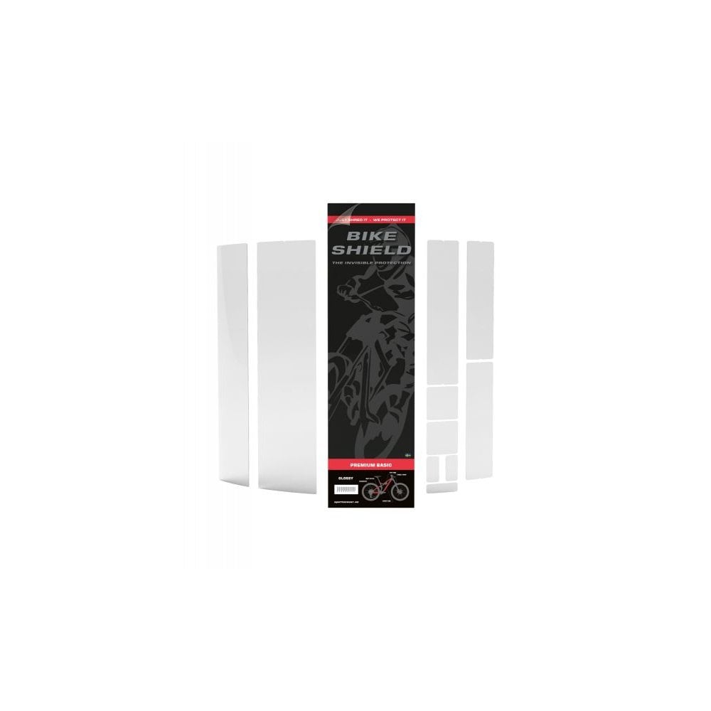 Clear gloss bike frame protection film from Bike Shield Premium Basic Kit, showcasing the transparent protective component on a bike frame.