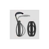 Black Delta bike hook with tray for vertical wall mount storage, designed to hold and organize a single bicycle efficiently.