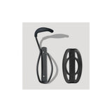 Black Delta bike hook with tray for vertical wall mount storage, designed to hold and organize a single bicycle efficiently.