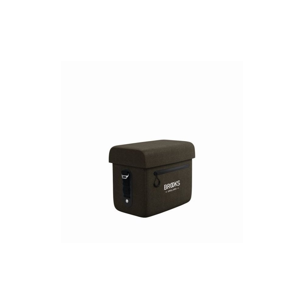 Brooks Scape waterproof handlebar case bag in mud green with Klickfix mount for bike accessories.