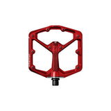 Crank Brothers Stamp 7 flat mountain bike pedal with adjustable pins, durable black metal construction and wide platform for stability.