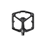 Crank Brothers Stamp 7 flat mountain bike pedal with adjustable pins, durable composite body and metal cleats for mountain biking.
