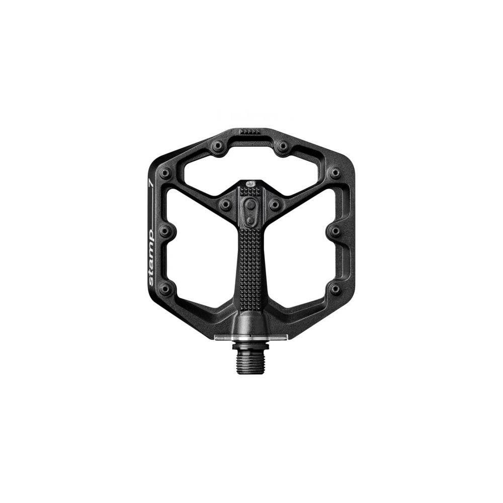 Crank Brothers Stamp 7 flat mountain bike pedal with adjustable pins, durable components for enhanced grip and performance