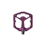 Crank Brothers Stamp 7 flat mountain bike pedal with adjustable pins and durable aluminum body for secure grip.