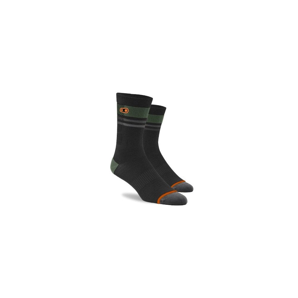 Crank Brothers Icon MTB socks, breathable compression mountain biking socks, showing lightweight fabric and athletic fit.