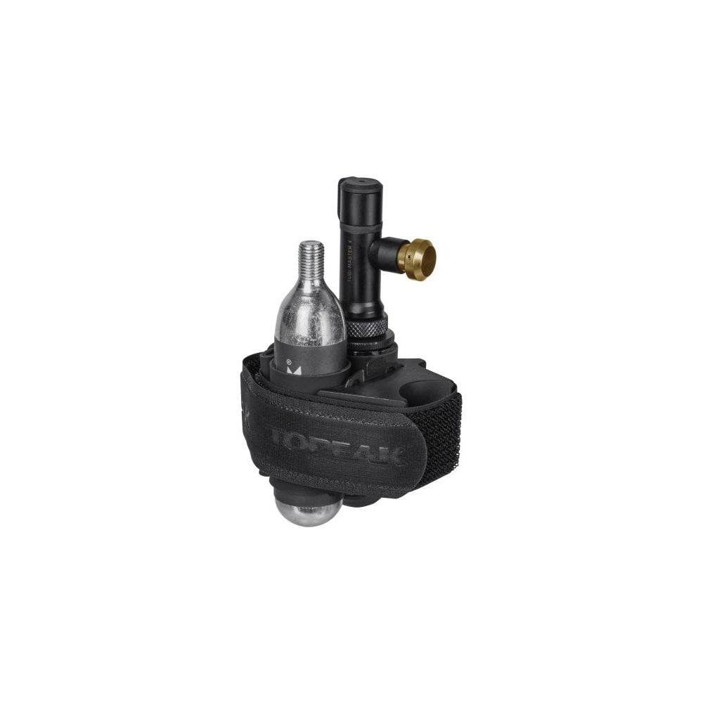 Topeak Tubi Master X 2-in-1 tubeless tyre repair and CO2 inflator kit with repair tools and inflator components.